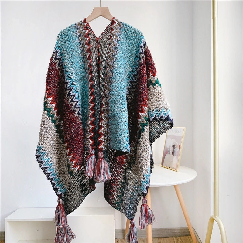 Women's Ethnic Style Plaid Acrylic Tassel Shawl