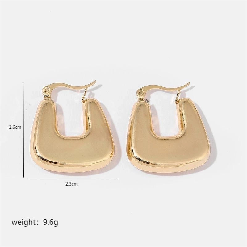 1 Pair Minimalist Solid Color Commute Geometric Semicircle Circle Plating Stainless Steel 18K Gold Plated Earrings