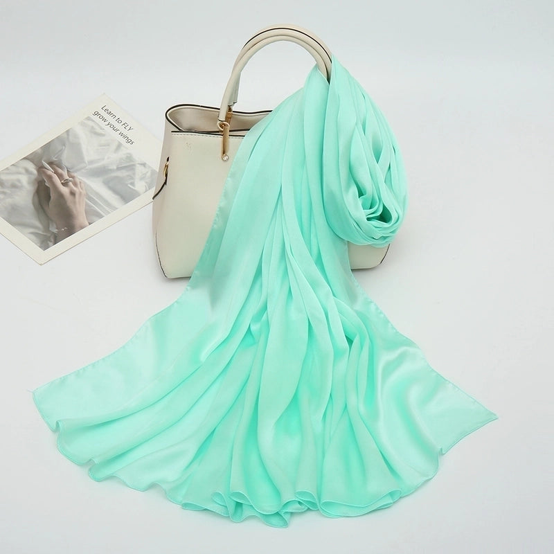 Women's Lady Fashion Minimalist Solid Color Satin Silk Scarves