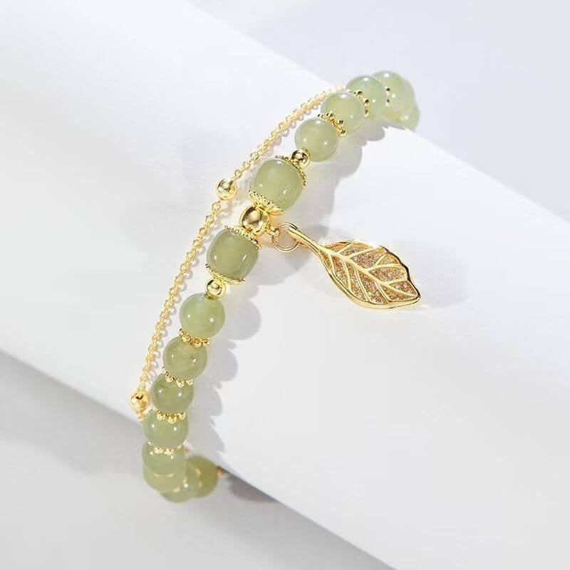 🔥  Promotion  49% OFF💞hetian jade gold leaf bracelet