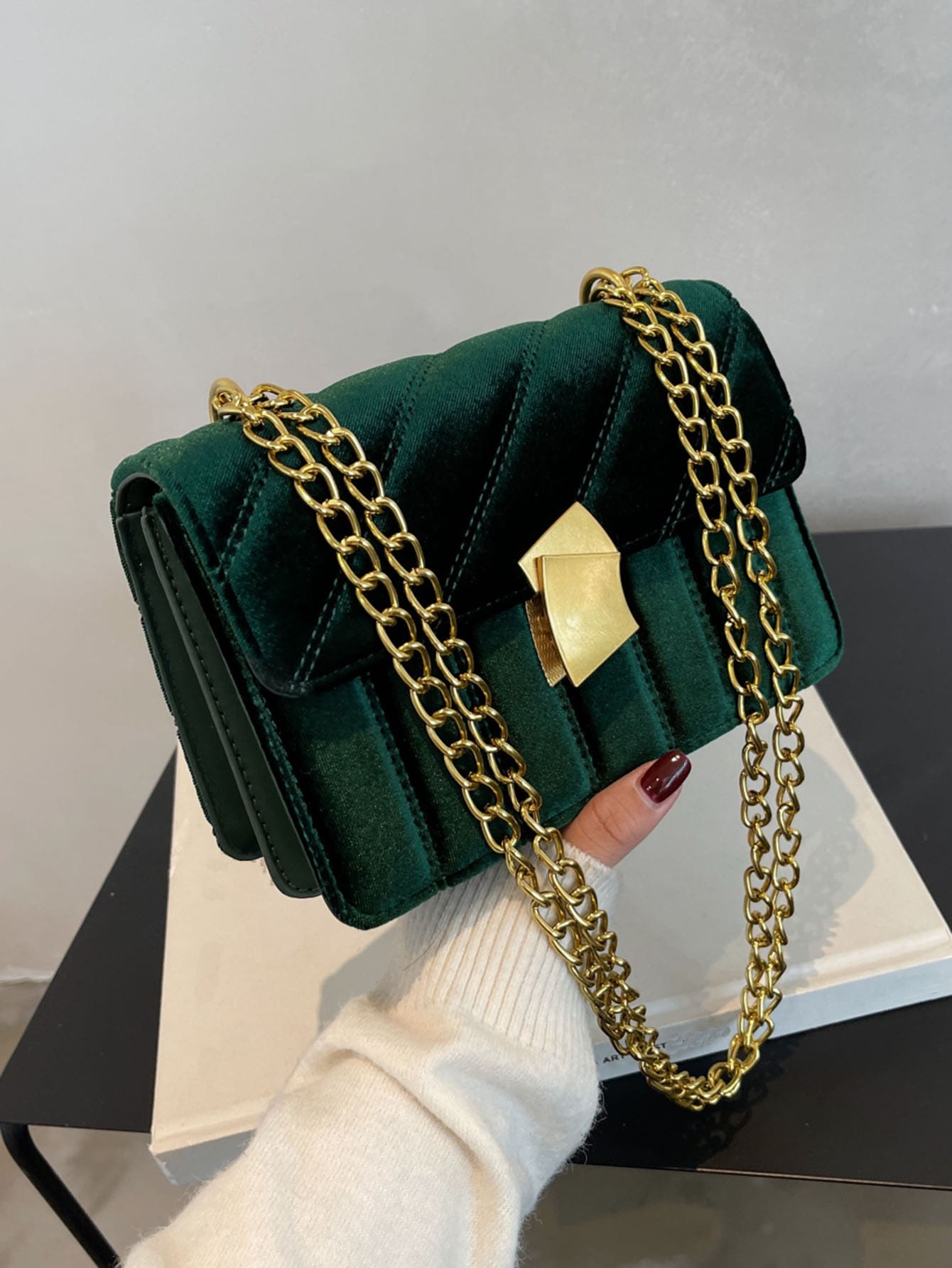 Velvet Small Square Shoulder Bag Crossbody Bag