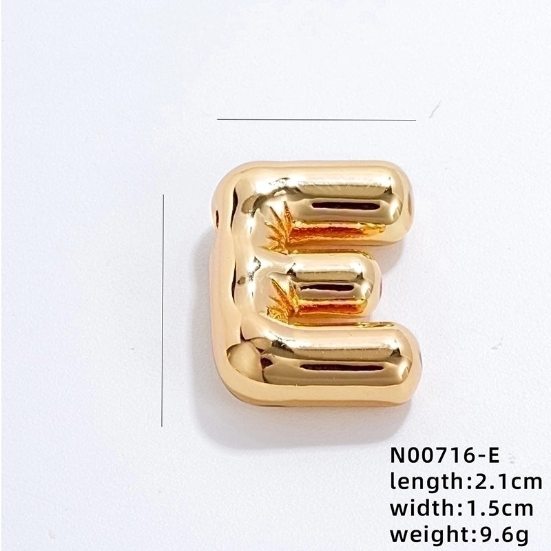 304 Stainless Steel Copper Gold Plated IG Style Minimalist Polishing Plating Letter Charms