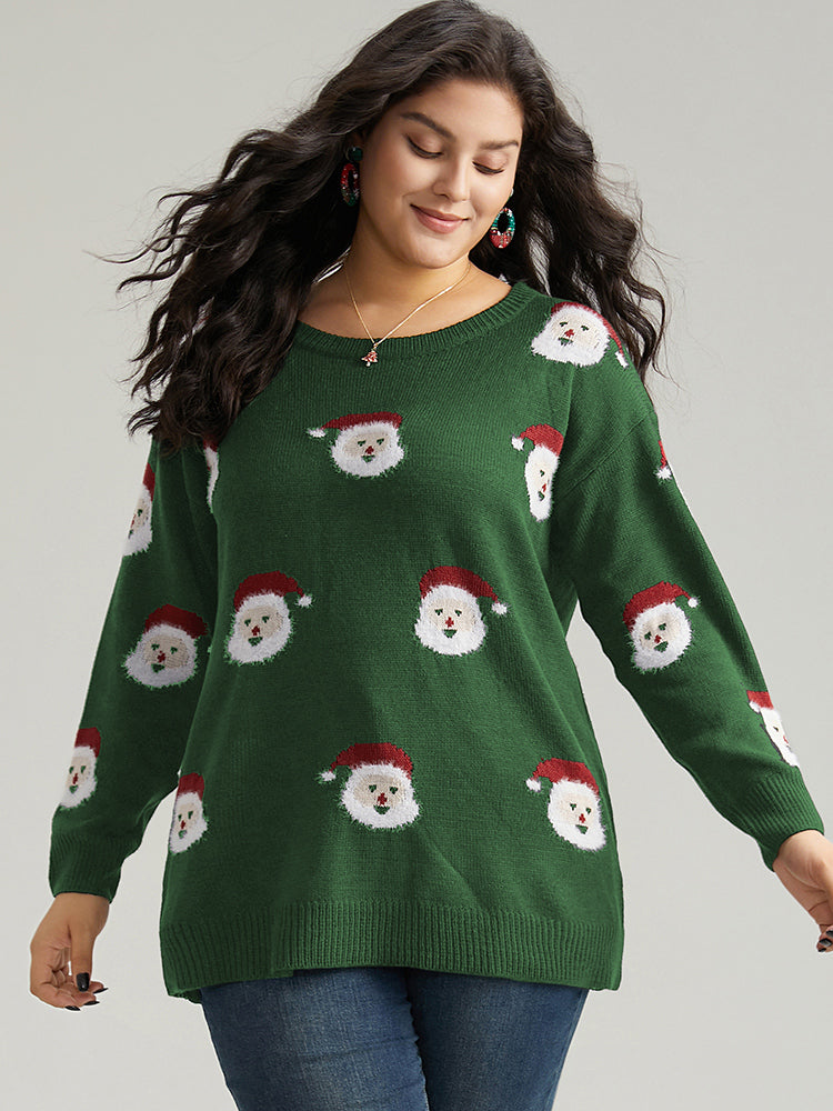 Jolly Fellow Motifs Round Neck Pullover