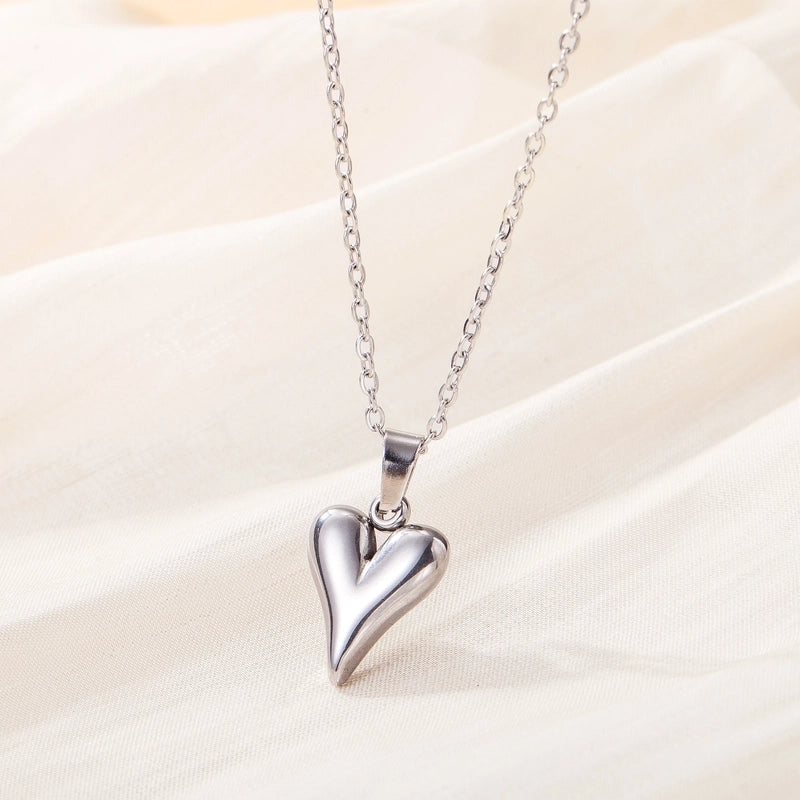 Minimalist Heart Shape Titanium Steel Pendant Necklace