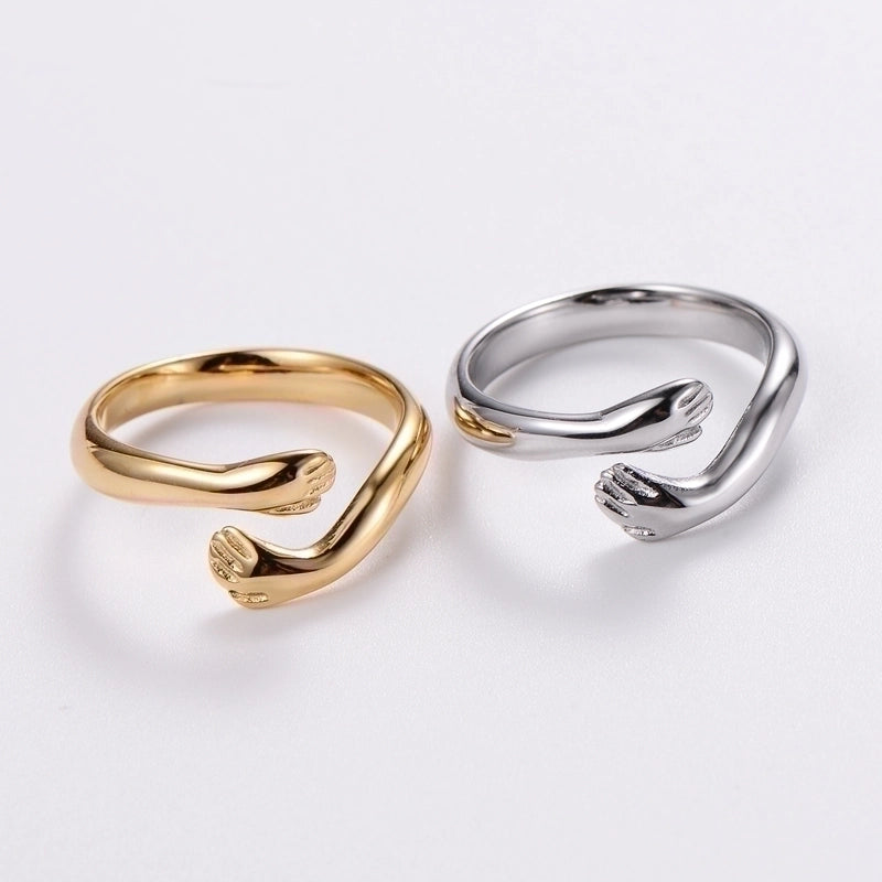 3 Pieces Stainless Steel 18K Gold Plated Fashion Inlay Hand Number Bow Knot Zircon Open Ring