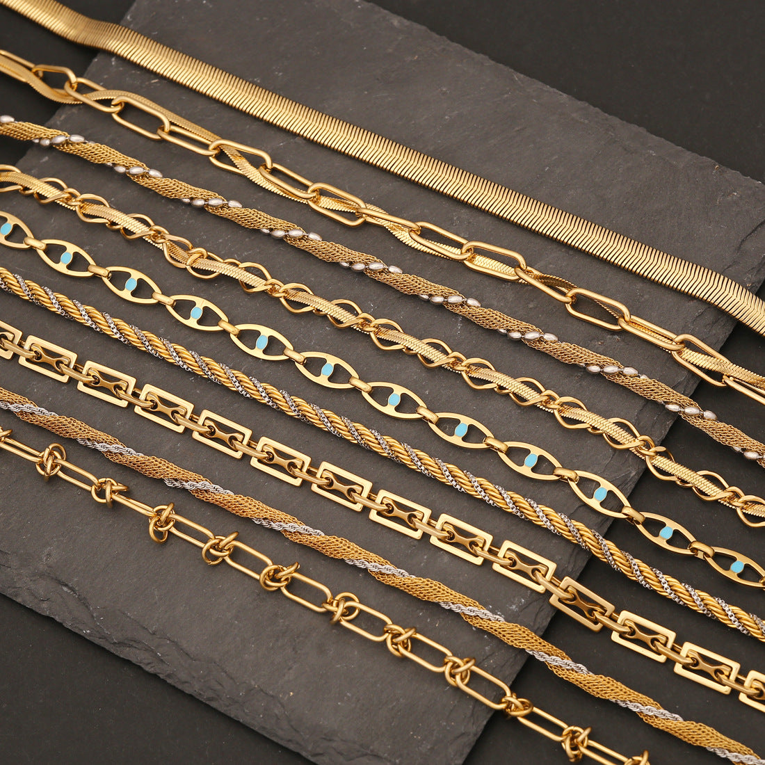 Expressive Polka Dot Stripe Circle Geometric Stainless Steel Electroplating Necklaces