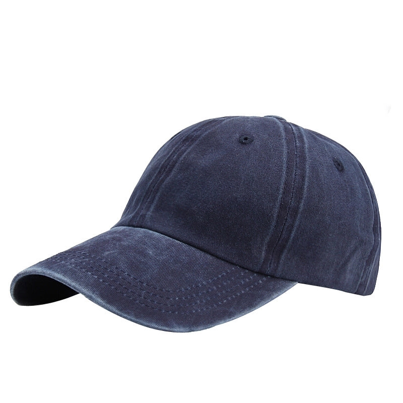 Hat Men's Summer Washed Denim Baseball Cap Old Vintage Solid Color Light Plate Cap Soft Top Curved Eave Sunhat