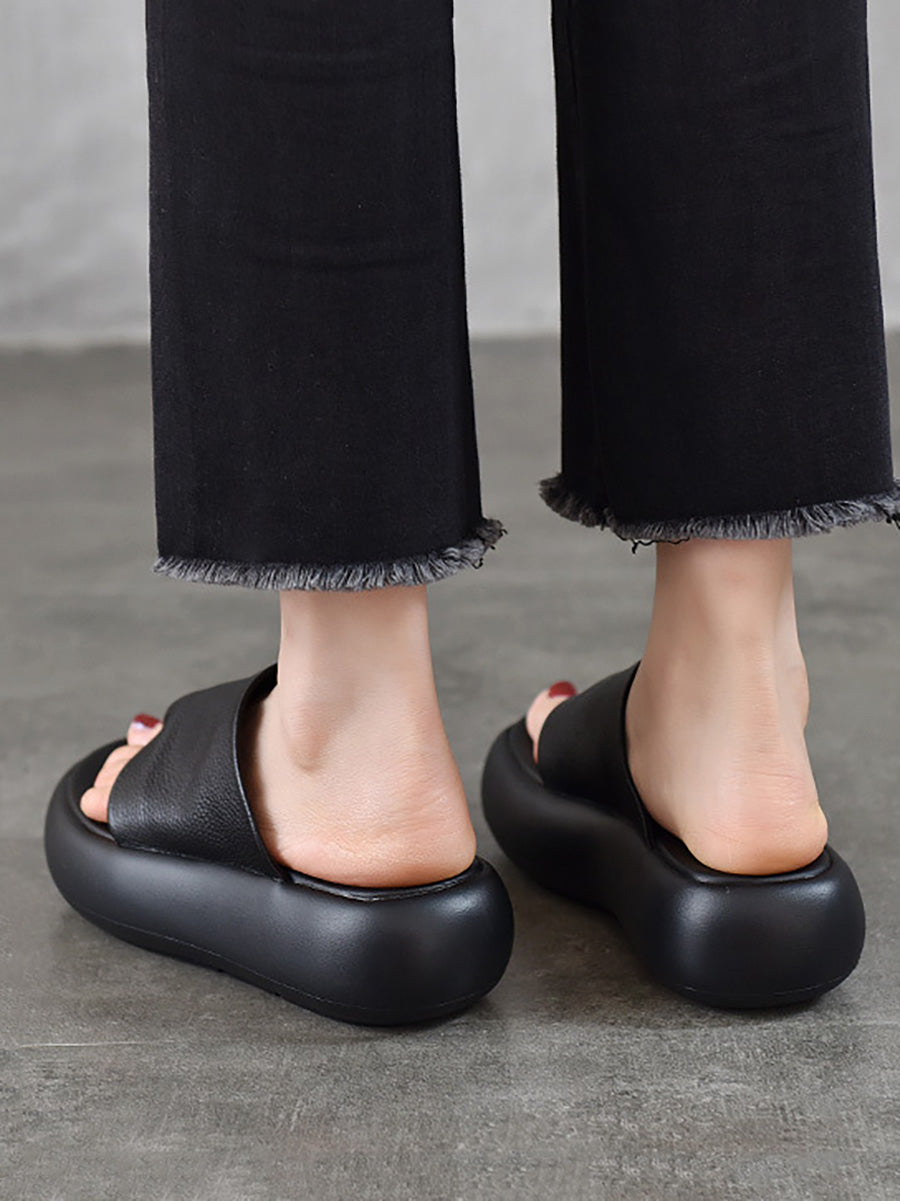 Women Summer Casual Pure  Color Platform Slippers
