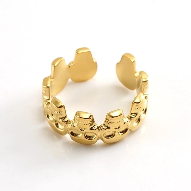 Retro Geometric 304 Stainless Steel Titanium Steel 18K Gold Plated Plating Stainless Steel Rings