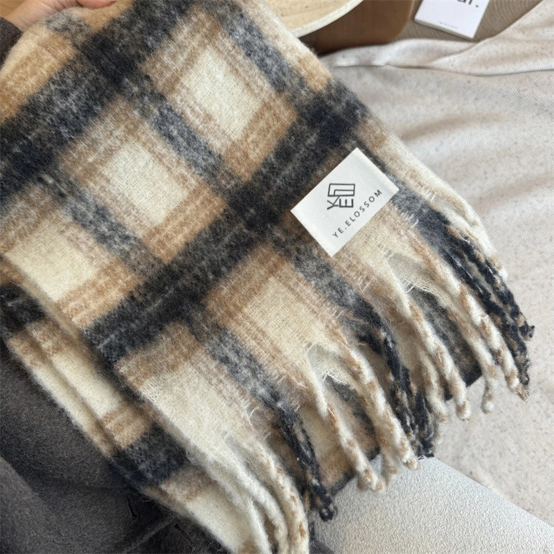 Unisex Minimalist Classic Style Lattice Polyester Scarf