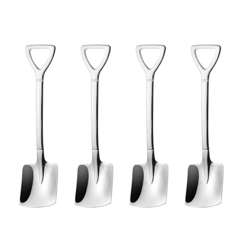 4-piece Stainless Steel Shovel Teaspoon Set