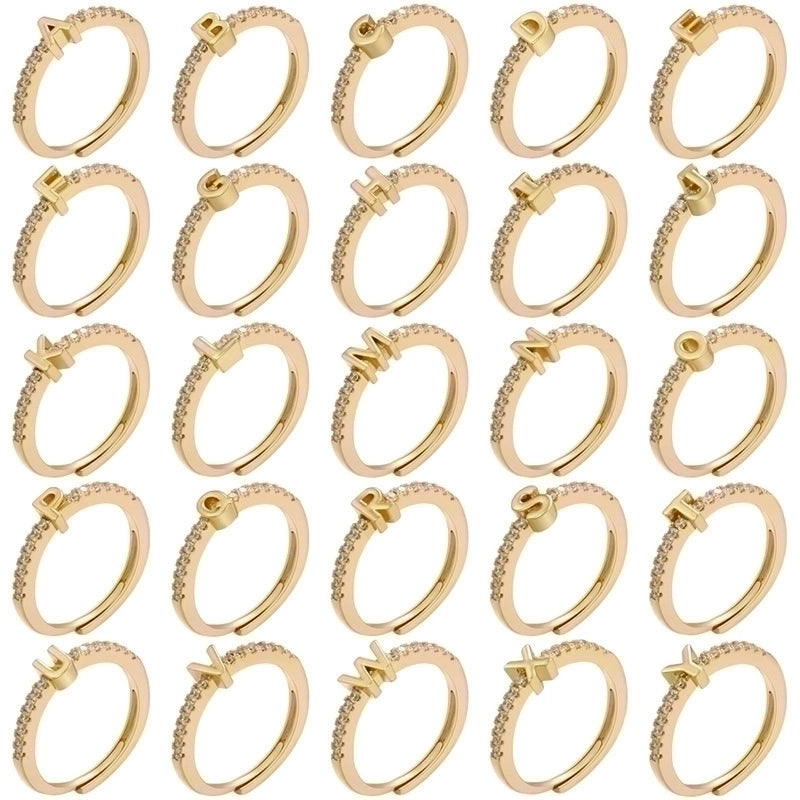Fashion Letter Copper Plating Zircon Open Ring