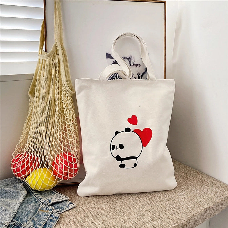 Women's Medium Canvas Letter Classic Style Sewing Thread Square Zipper Canvas Bag