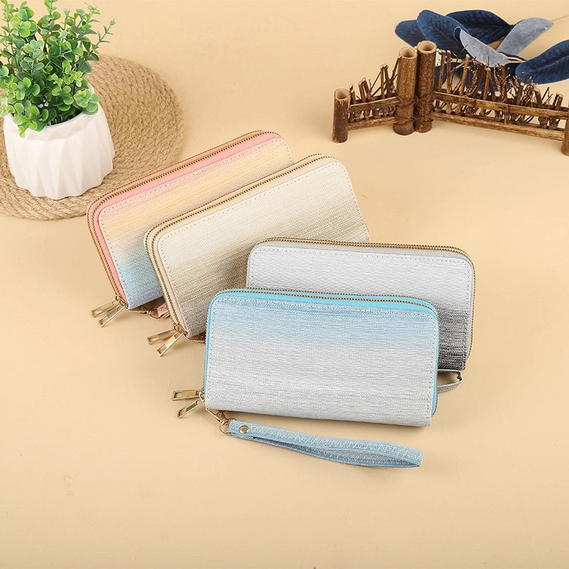 Women's Solid Color Pu Leather Zipper Wallets