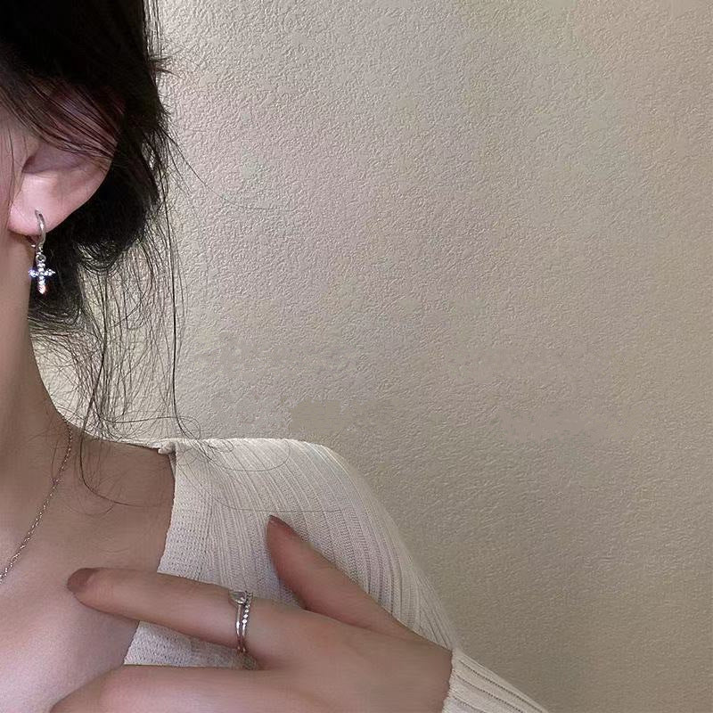 Crystal Cross Earring