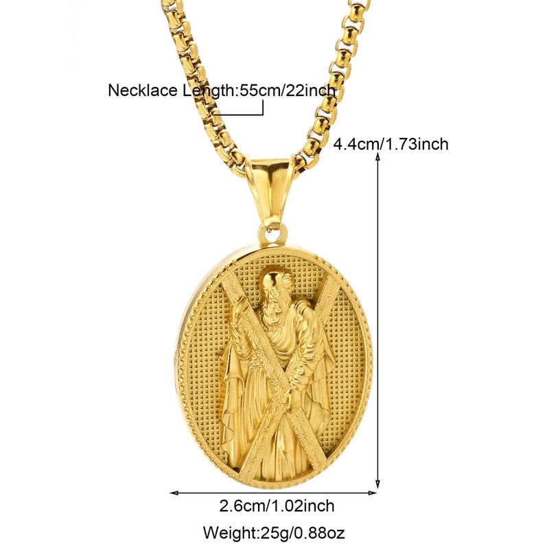 Modern Style Classic Style Portrait Cross Solid Color 304 Stainless Steel 18K Gold Plated Round Pendant Necklace