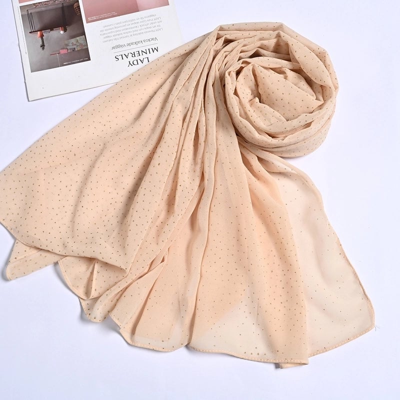 Hot Sale Solid Color Bronzing Chiffon Scarf Silk Scarf Decorative Headscarf Women's Solid Color Headscarf Scarf