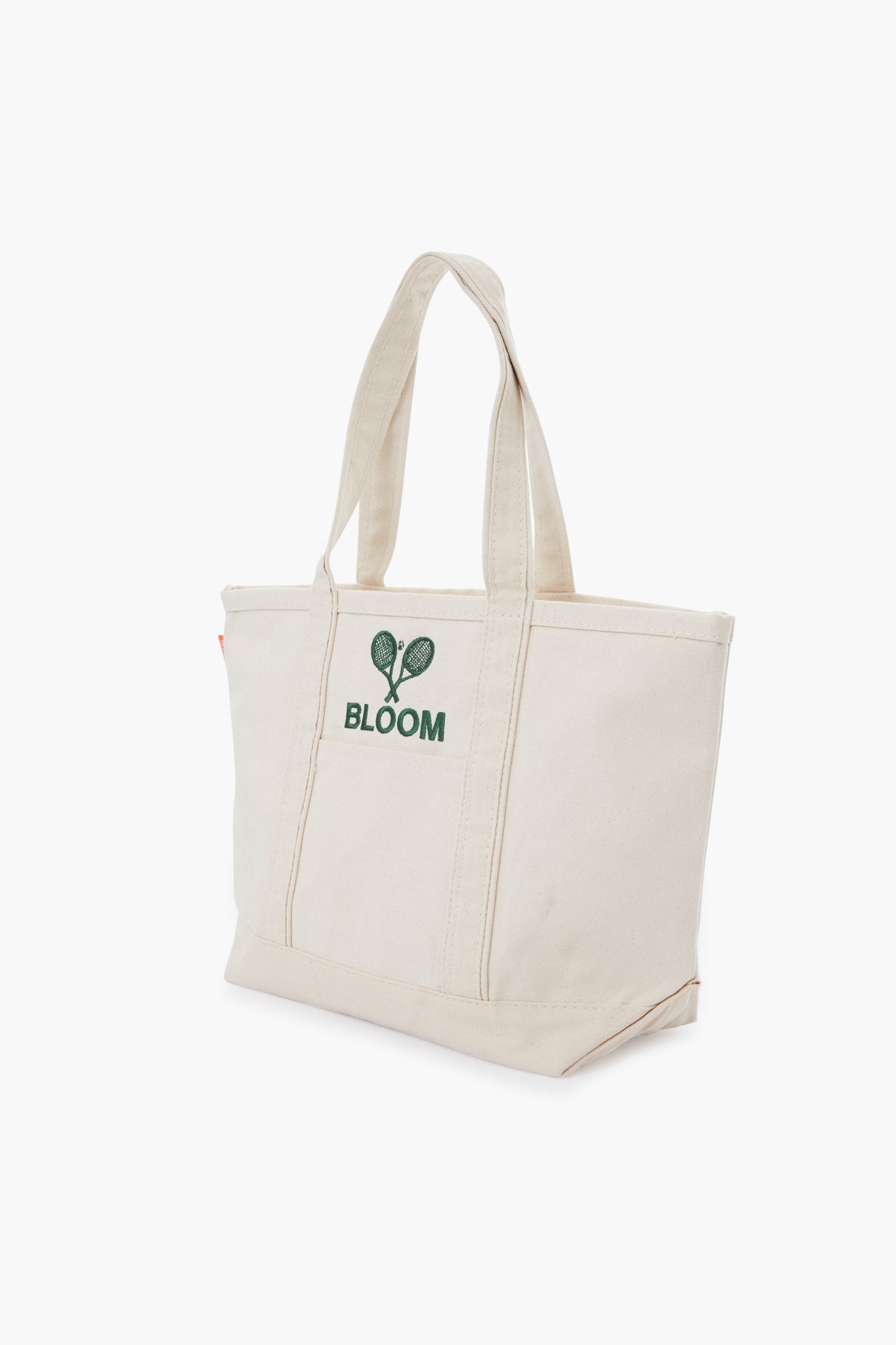 Natural Embroidered Tennis Racket Boat Tote