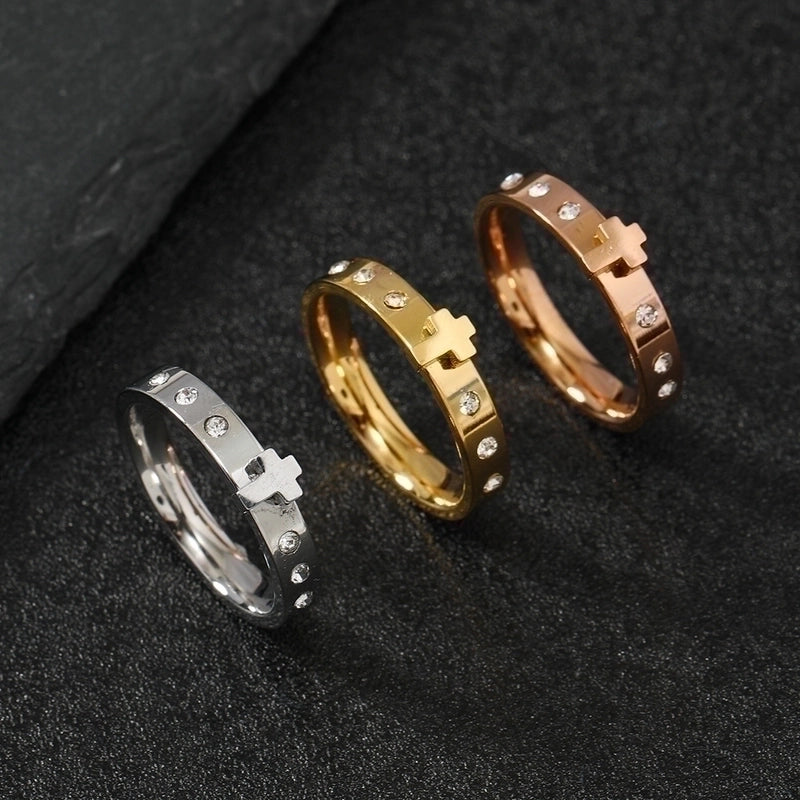 Stainless Steel Minimalist Cross Rings