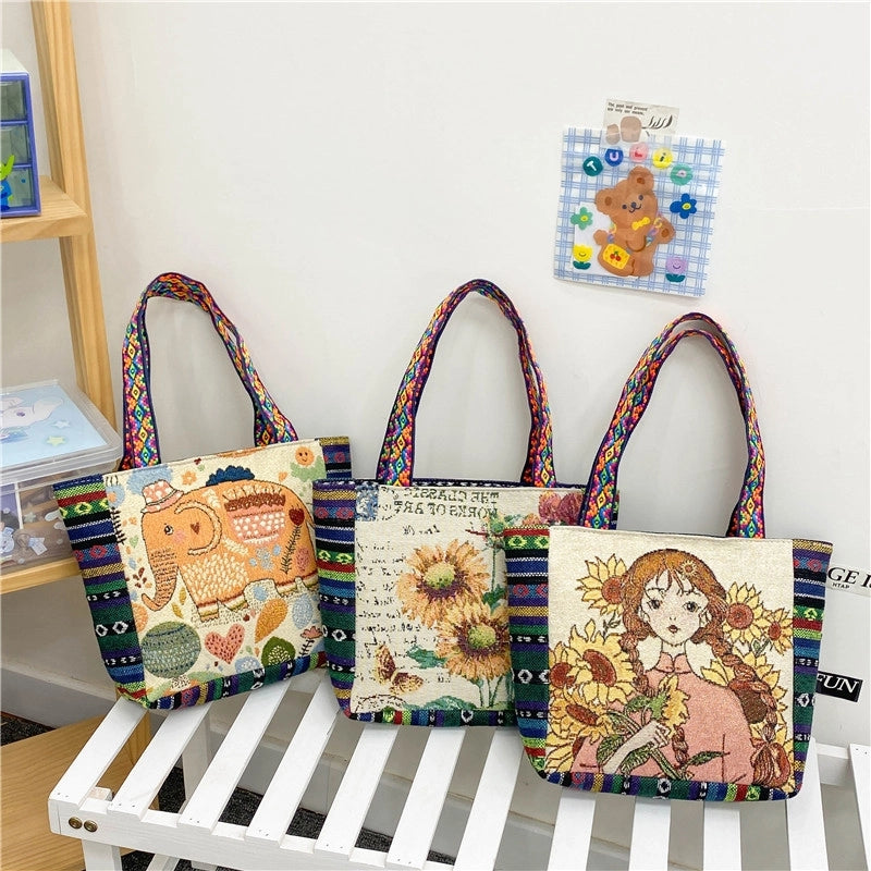 Women's Small Canvas Color Block Vintage Style Classic Style Square Zipper Shoulder Bag