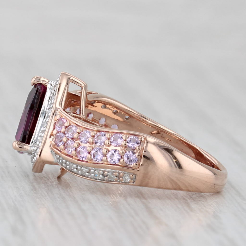 2.39ctw Garnet Pink Sapphire Diamond Halo Ring 10k Rose Gold Size 5