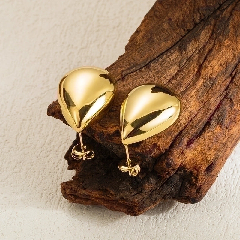 1 Pair Casual Water Droplets Solid Color Plating Stainless Steel 14k Gold Plated Ear Studs
