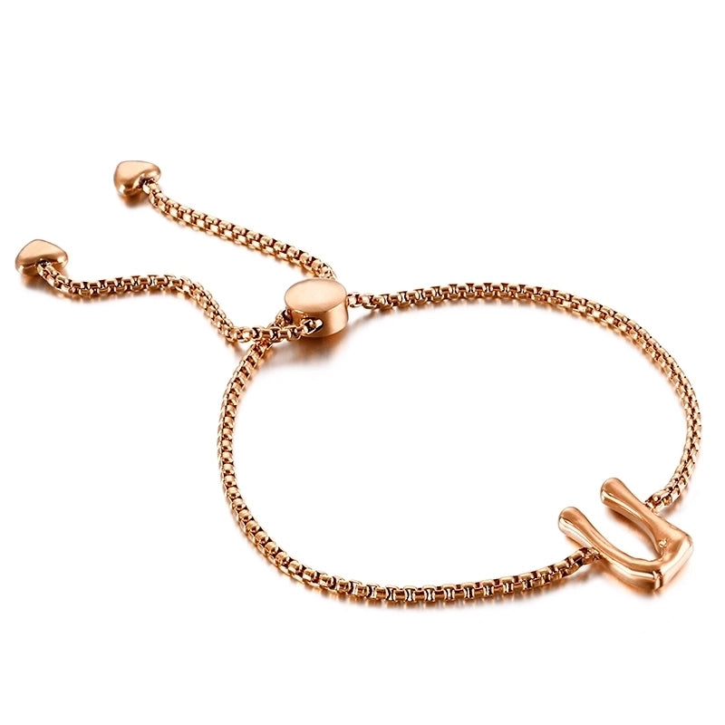 Casual Minimalist Letter Heart Shape Stainless Steel 18K Gold Plated Bracelets In Bulk