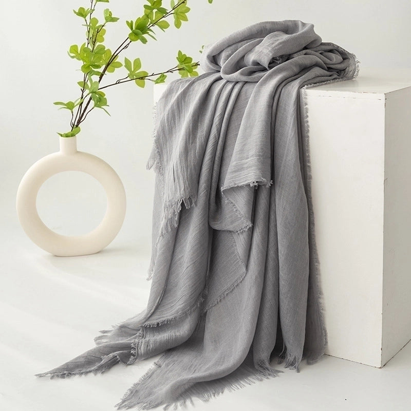 Women's Minimalist Solid Color Polyester Silk Scarf