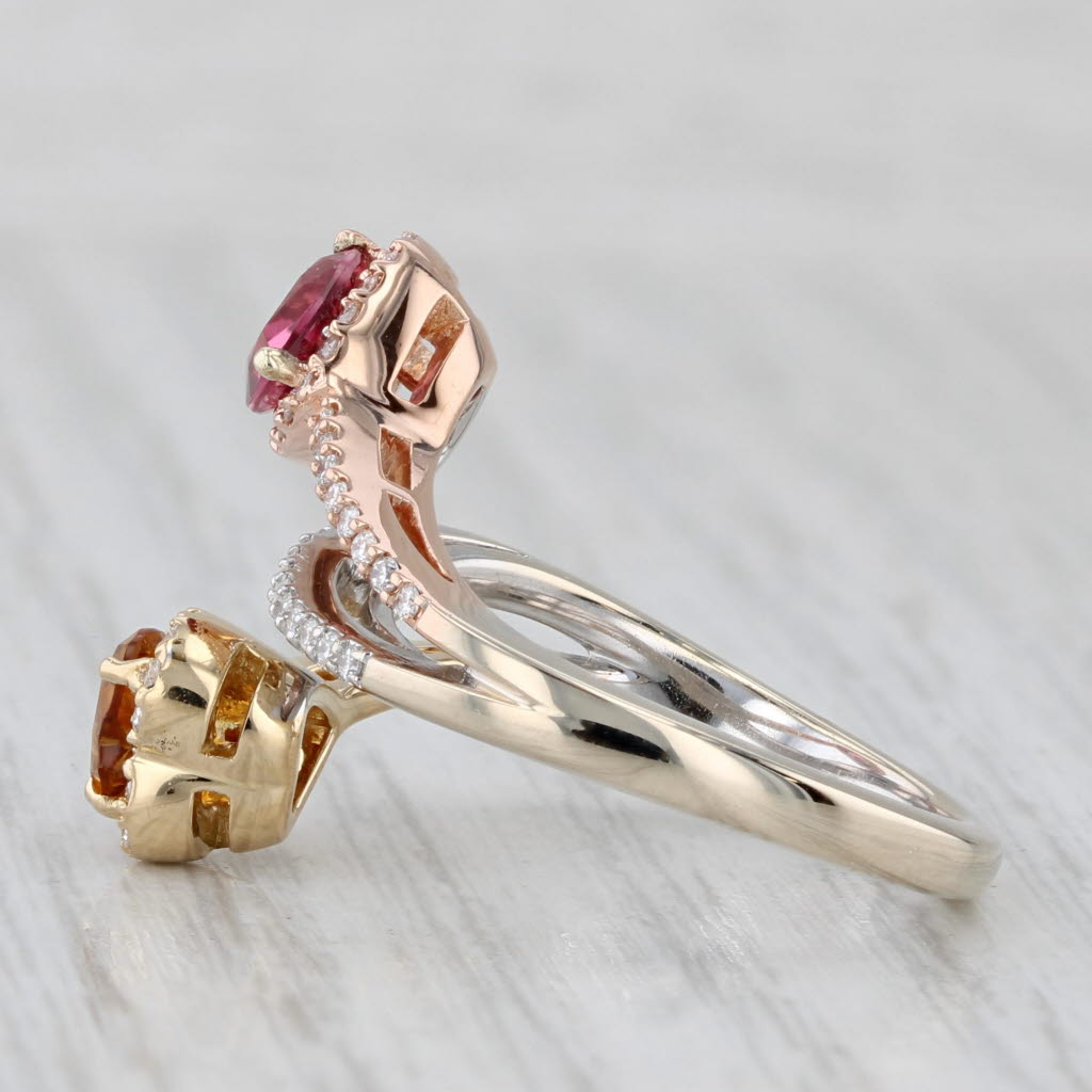 1.35ctw Citrine Tourmaline Diamond Hearts Bypass ing 18k Yellow Rose White Gold