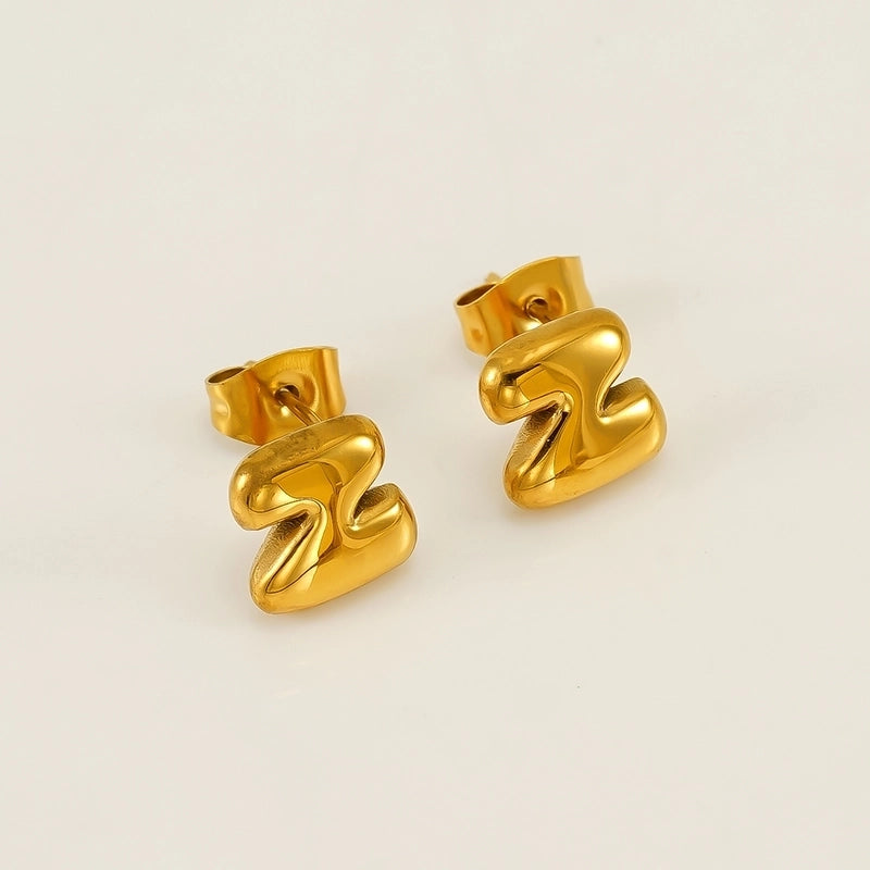 1 Piece Minimalist Classic Style Letter Plating 304 Stainless Steel 18K Gold Plated Ear Studs