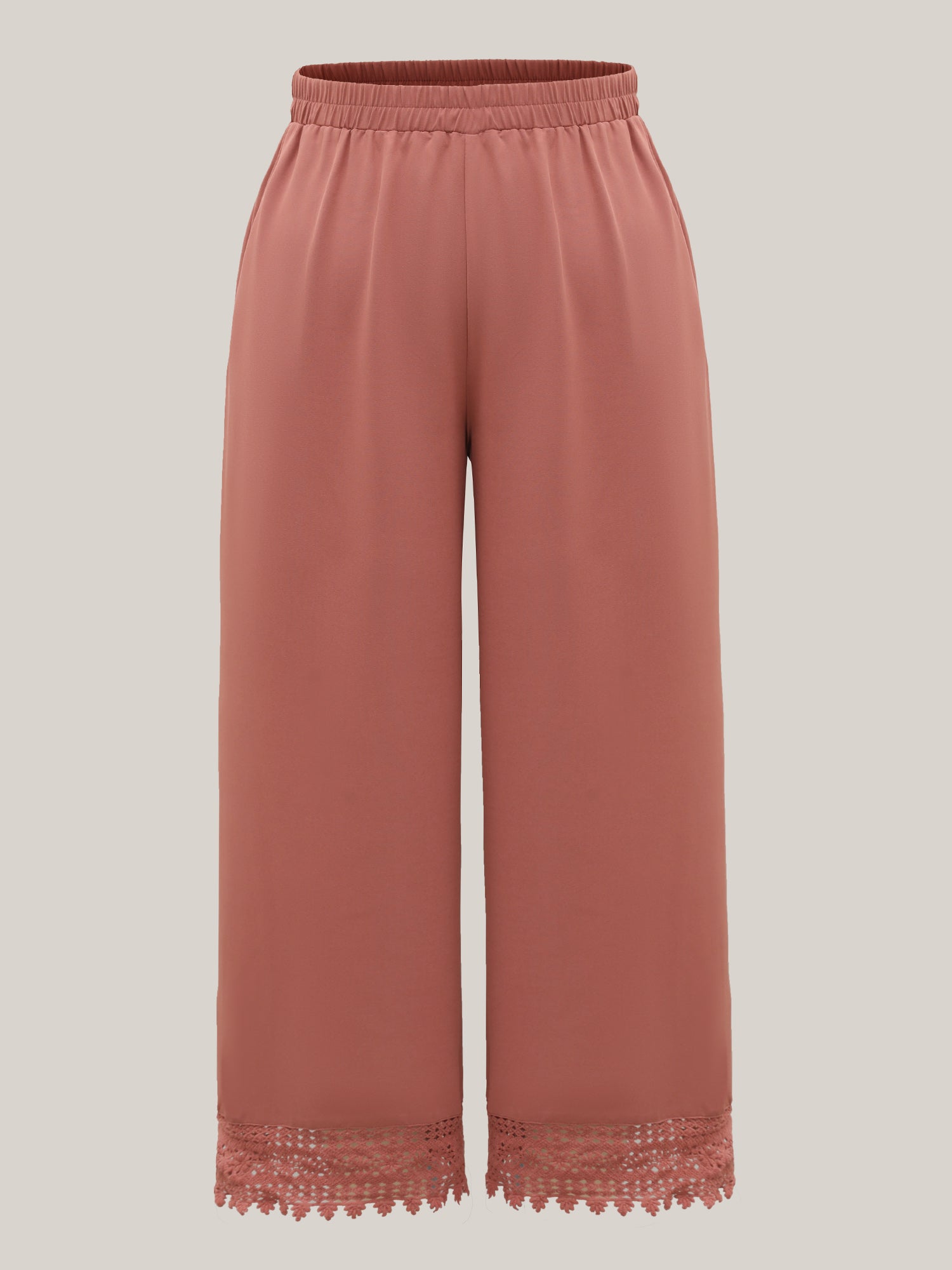 Lace Hem Wide-Leg Pocket Pants
