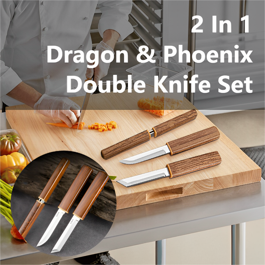 2 In 1 Dragon & Phoenix Double Knife Set