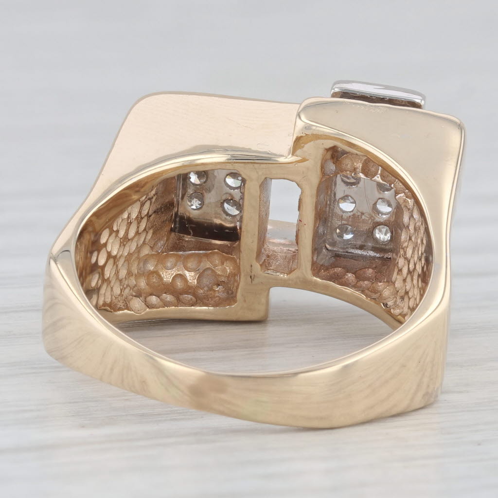 0.24ctw Diamond Ring 14k Yellow White Gold Size 10.25 Men's