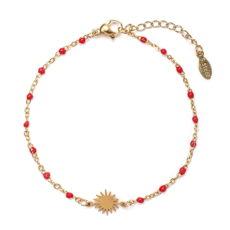 Minimalist Sun Stainless Steel Enamel Plating Bracelets 1 Piece