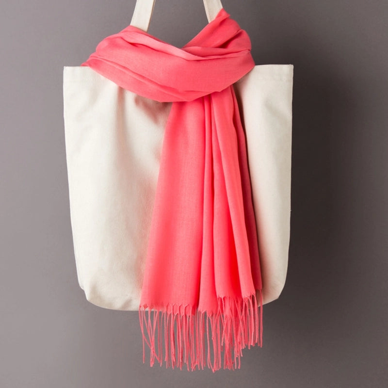 Thin Cashmere Scarf Solid Color Tassel Shawl LOGO Gift Scarf Factory Direct