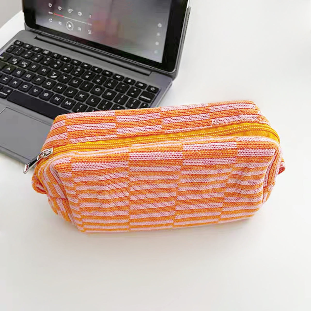 Stripe Knitted Makeup Bag