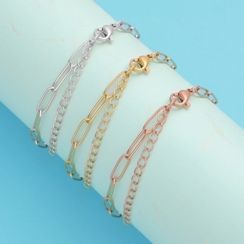 Minimalist Classic Style Solid Color Stainless Steel 18K Gold Plated None Bracelets In Bulk