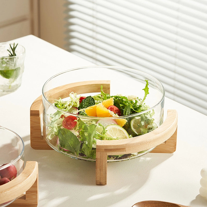 Casual Solid Color Wood Glass Fruit Plate Fruit Fork 1 Piece