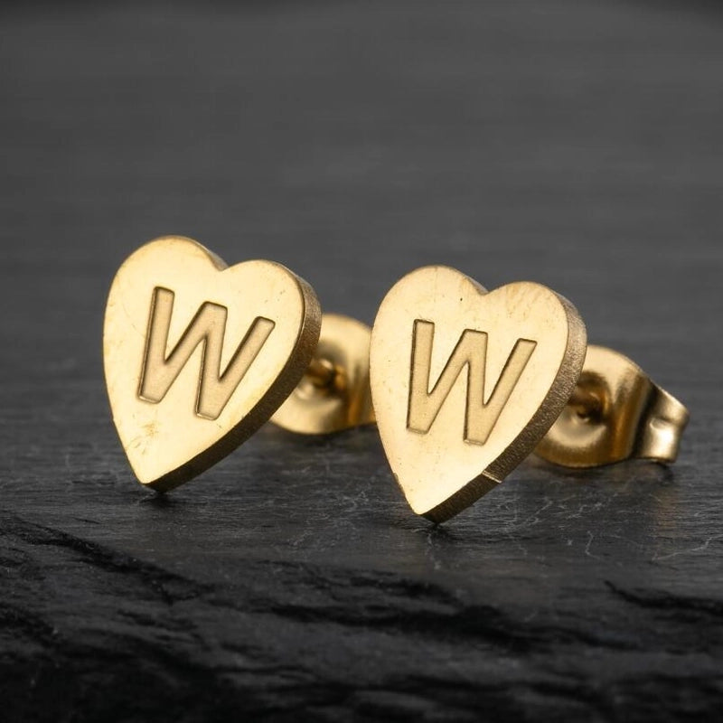 1 Pair Fashion Letter Heart Shape Plating 304 Stainless Steel 18K Gold Plated Ear Studs