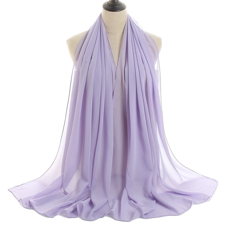 Women's Minimalist Solid Color Chiffon Cotton Linen Scarves