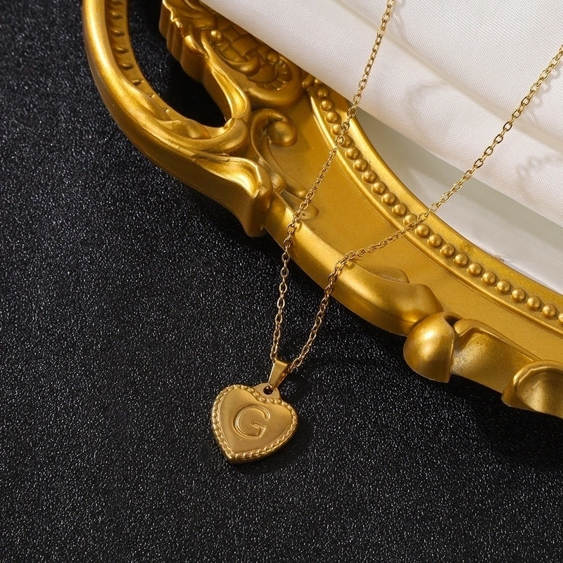 Vintage Style Minimalist Heart Shape Stainless Steel 18K Gold Plated Pendant Necklace