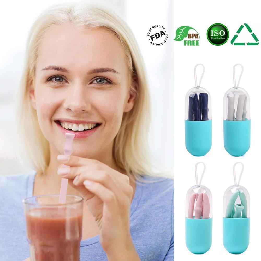 Silicone Straw Drinking Reusable.4PCS