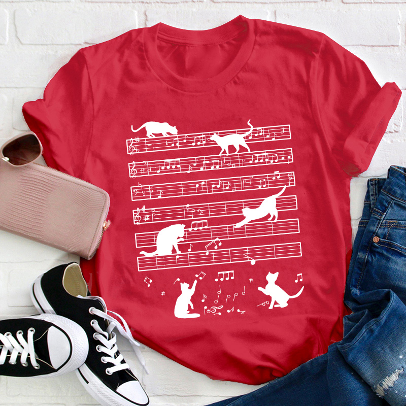 Music Note Cat Teacher T-Shirt