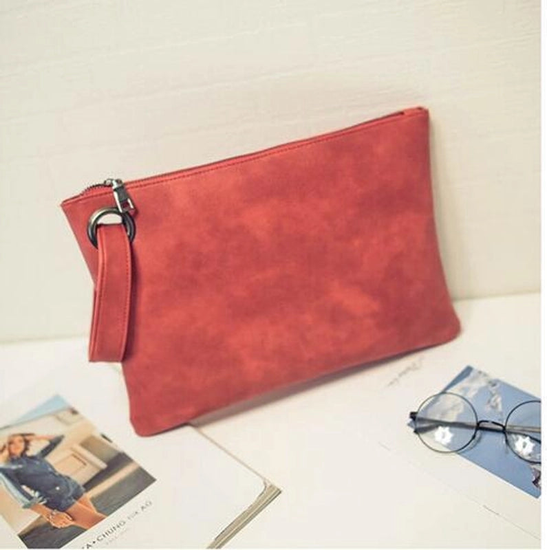 Women's Medium Autumn&winter Pu Leather Solid Color Basic Square Hook Loop Clutch Bag