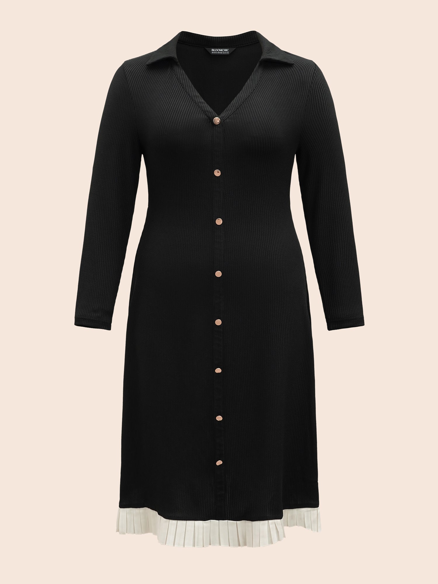 Texture Patchwork Pleated Metal Detail Dress