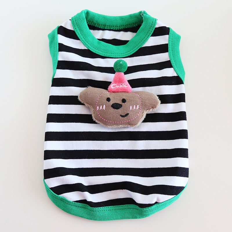 Striped Cute Animal Decor Dog Cat Vest