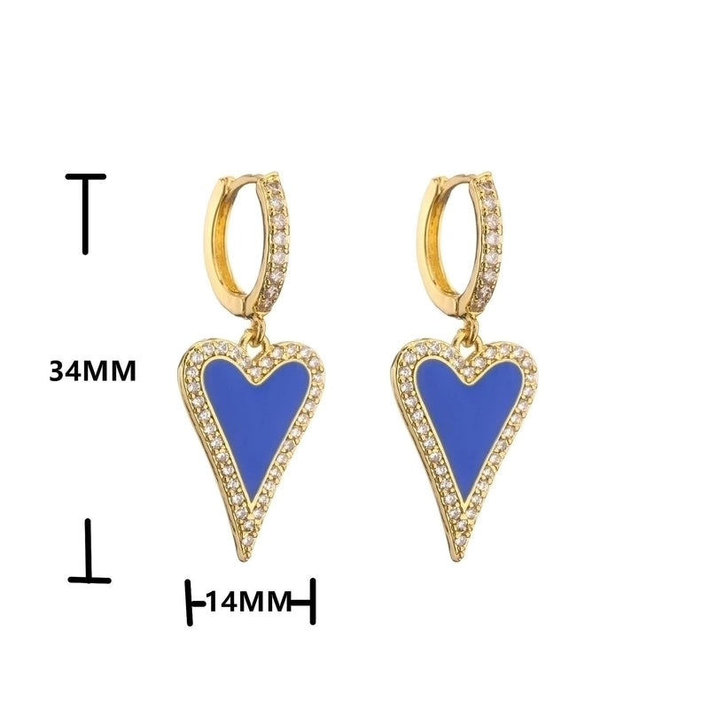 Cute Heart Plating Copper Zircon Copper Earrings