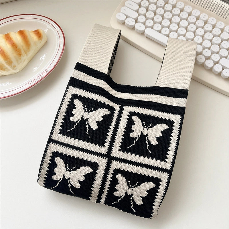 Women's Small Knit Animal Cartoon Cute Open Handbag