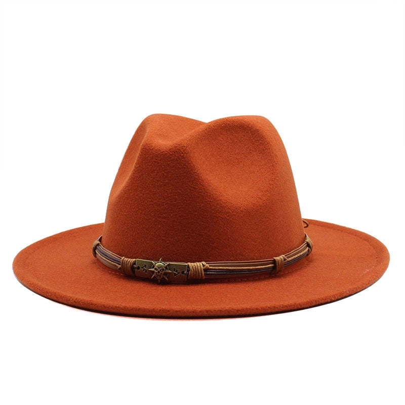 Unisex Skull Light Body Flat Eaves Fedora Hat