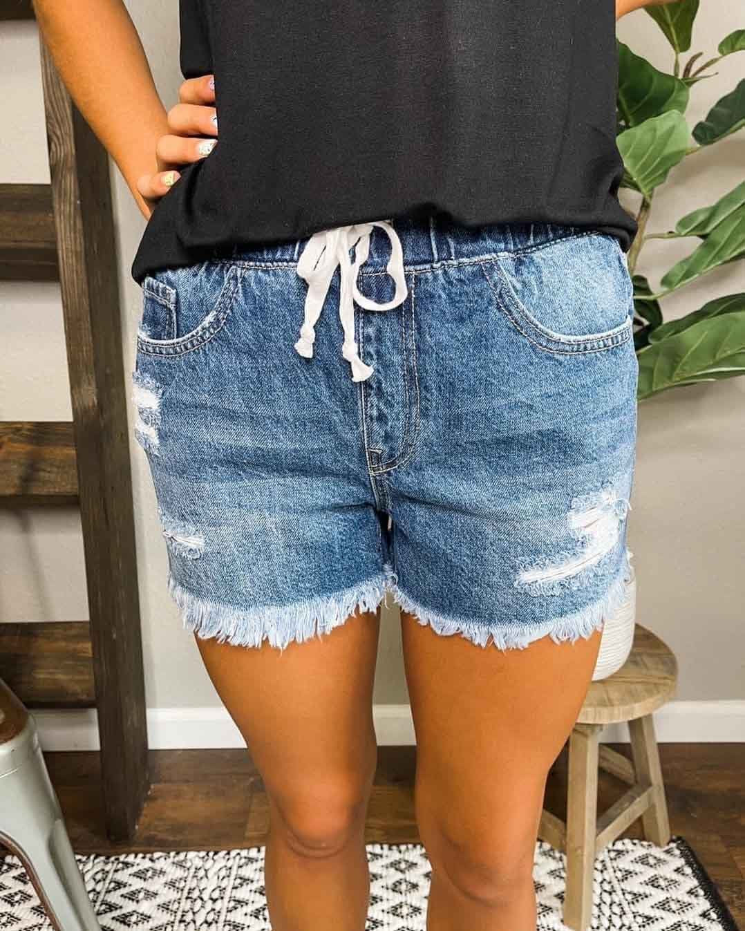 Distressed Jogger Shorts